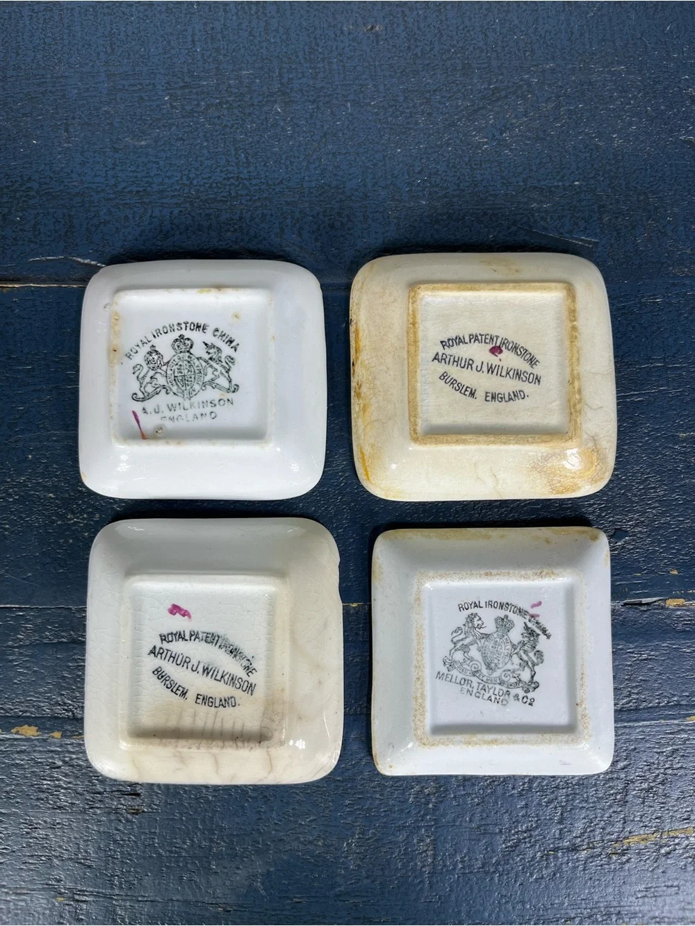 Vintage A.J. Wilkinson “Tea Leaf” Royal Ironstone China set of 4 from 1800’s